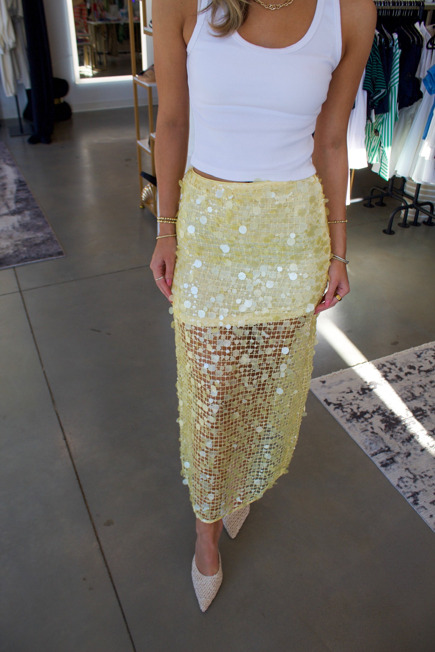 Sequin Mesh Maxi Skirt