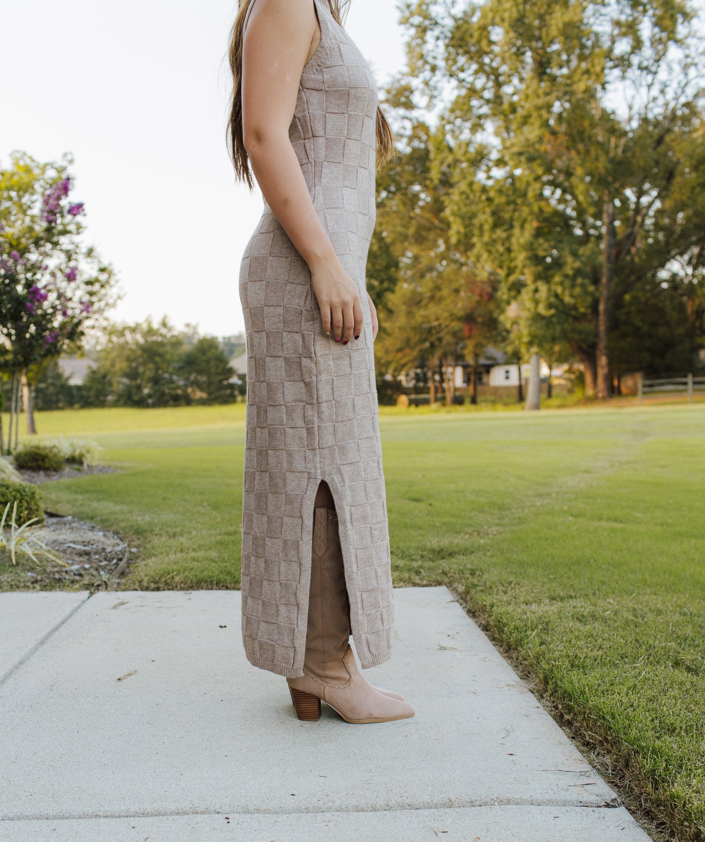 Knit Checkerboard Maxi Dress