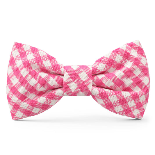 Hot Pink Gingham Dog Bow Tie