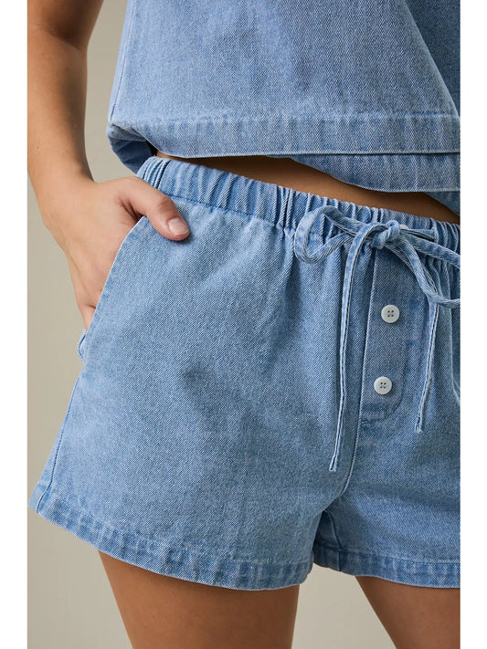 Draw String Denim Shorts