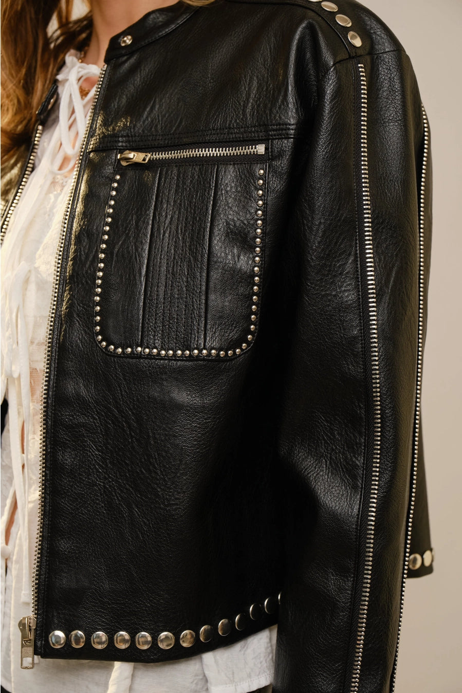 Black Studded Leather Jacket