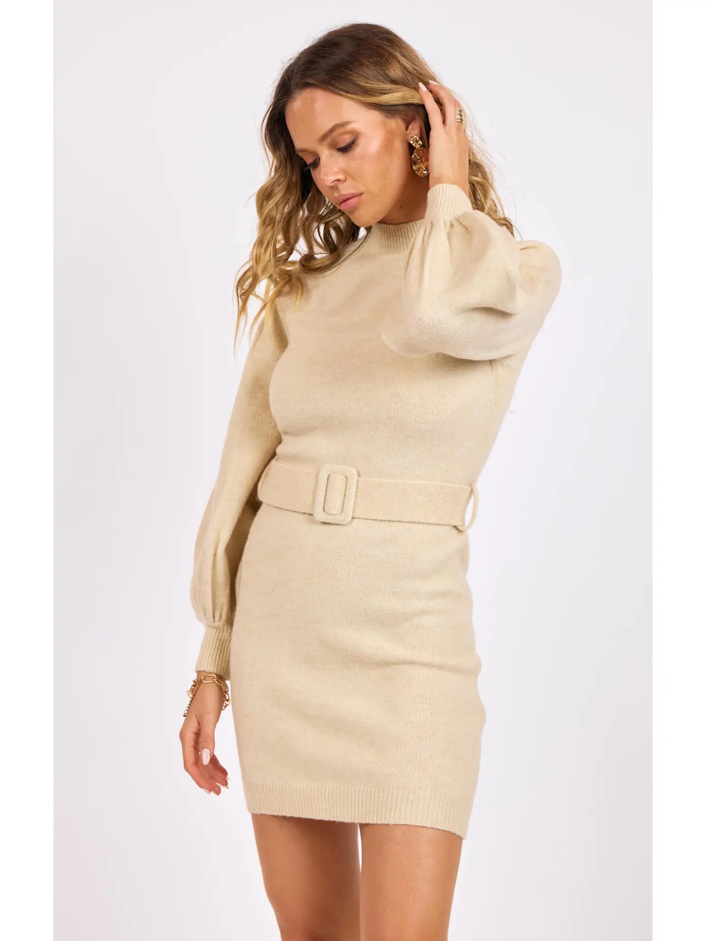 Maeve Belted Long Sleeve Sweater Dress