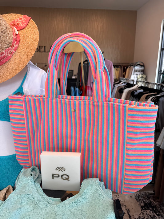 Striped Terry Cloth Tote Bag