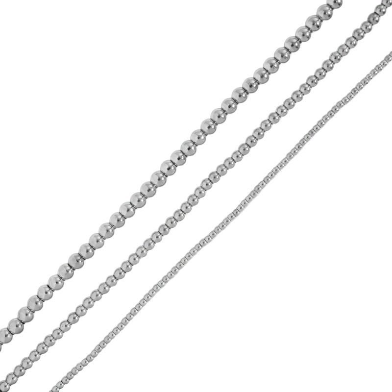 Silver Beaded Necklace- 4 mm