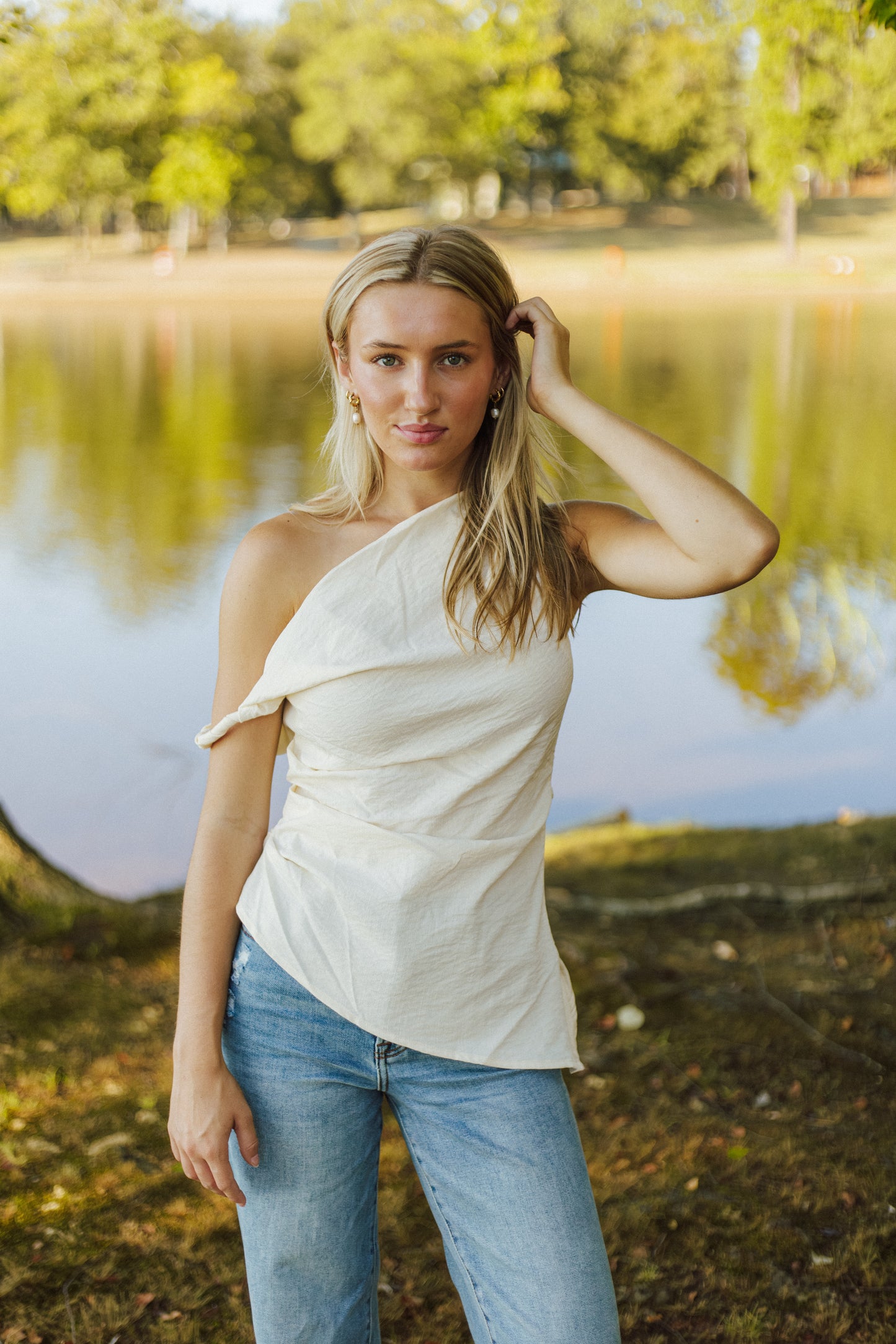 One Shoulder Vanilla Top