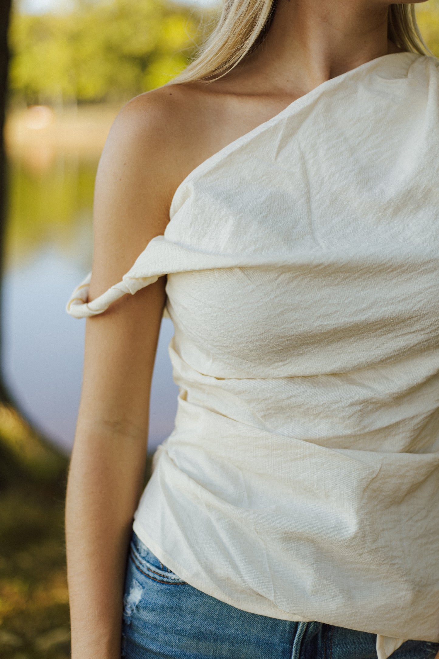 One Shoulder Vanilla Top
