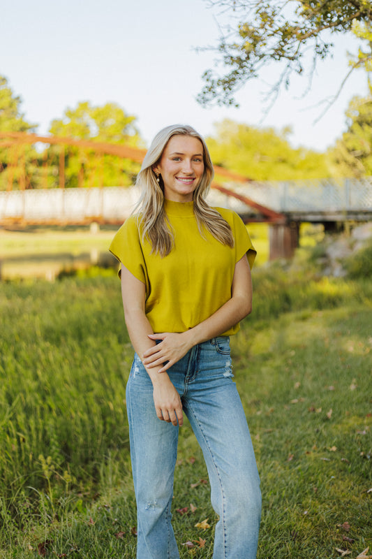 Mock Neck Shortsleeve Sweater