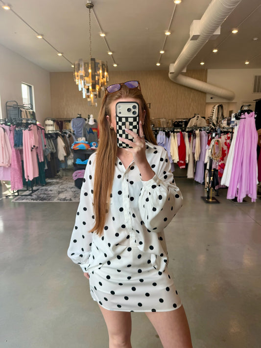 Oversized Polka Dot Button Down