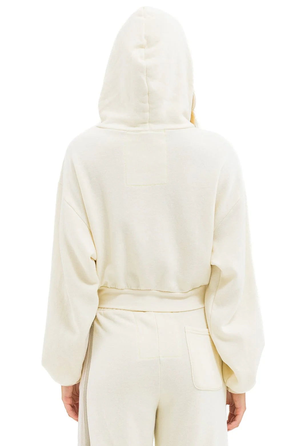 5 STRIPE CROPPED ZIP HOODIE RELAXED- Vintage White