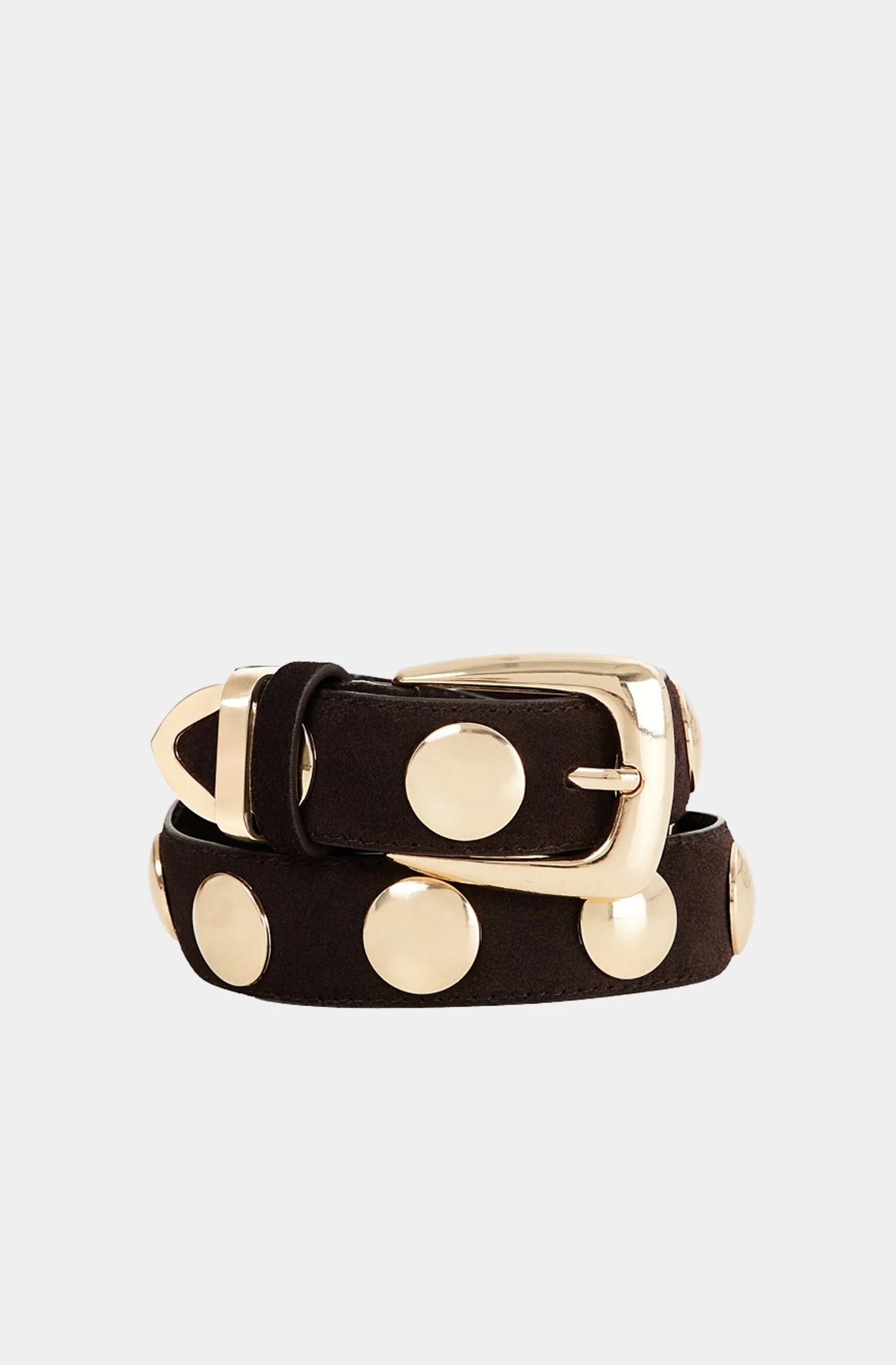 Bailey Belt Dark Cacoa Suede and Gold