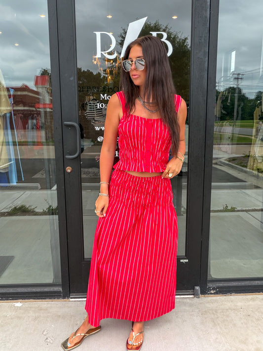 Striped Smocked Midi Set