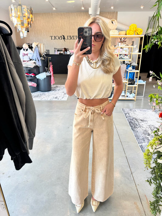 Wide Leg Taupe Jean