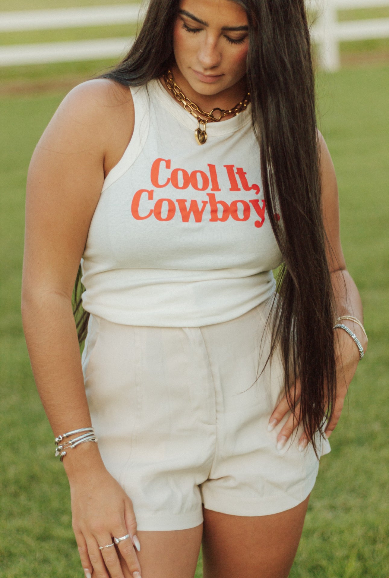 Cool It Cowboy Tank- Cream