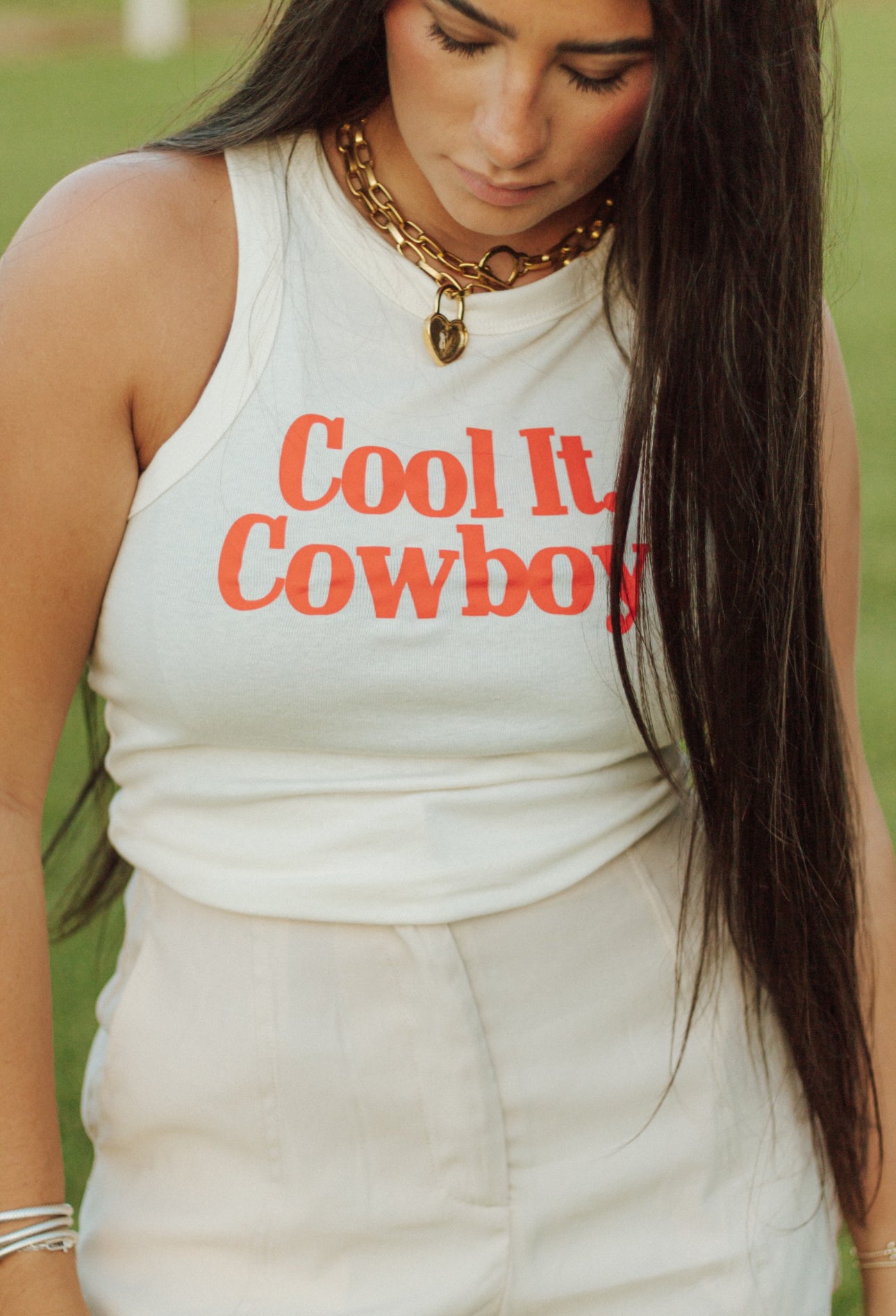 Cool It Cowboy Tank- Cream