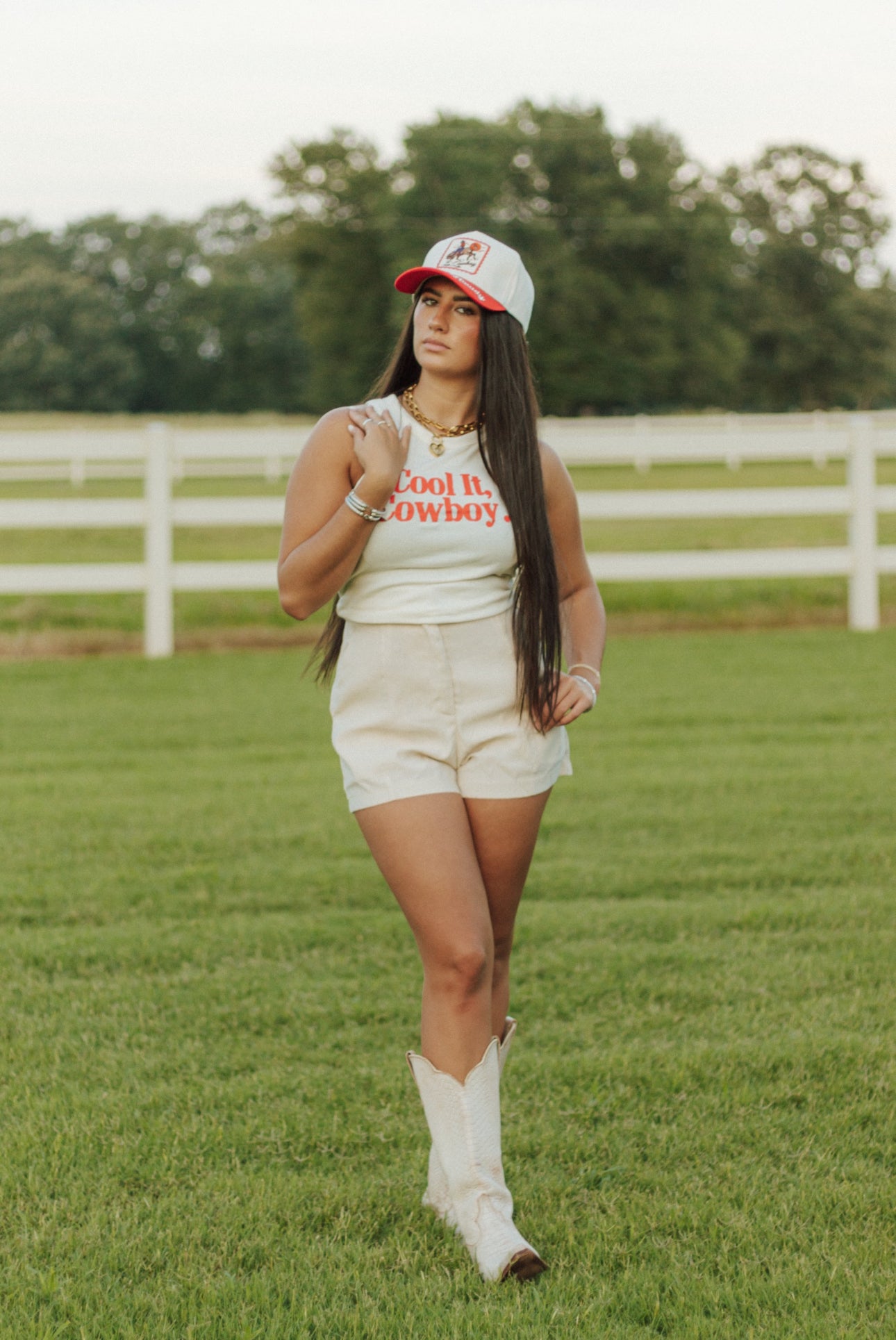 Cool It Cowboy Tank- Cream