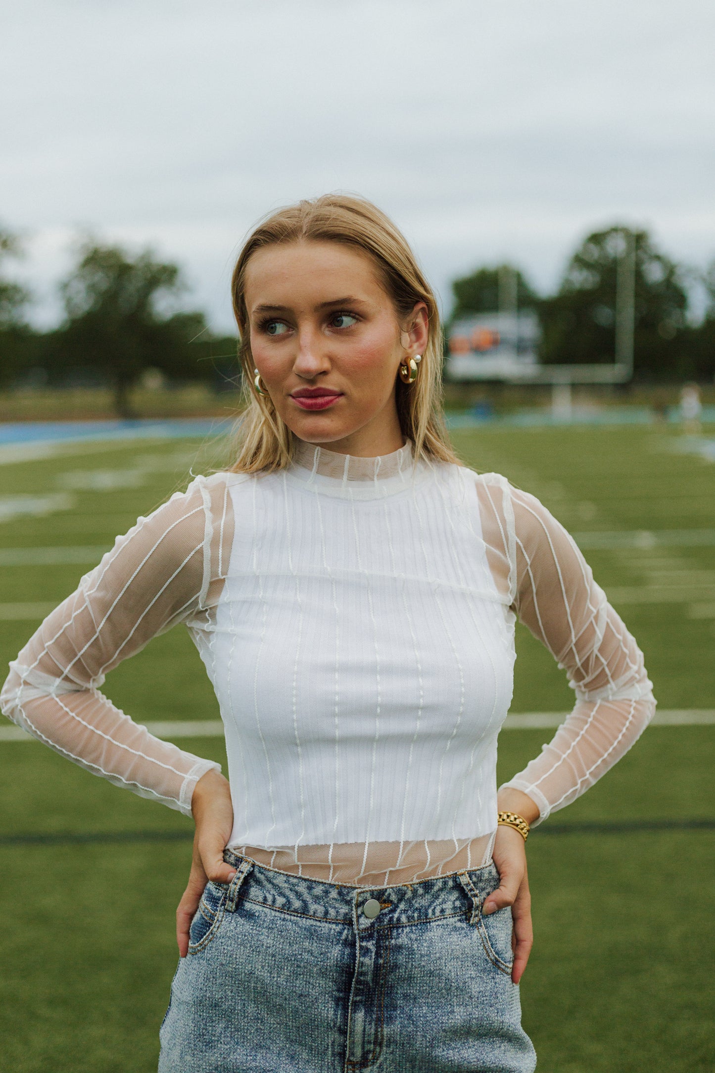 Striped Mesh Bodysuit