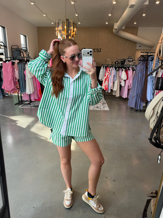 Striped Poplin Shorts