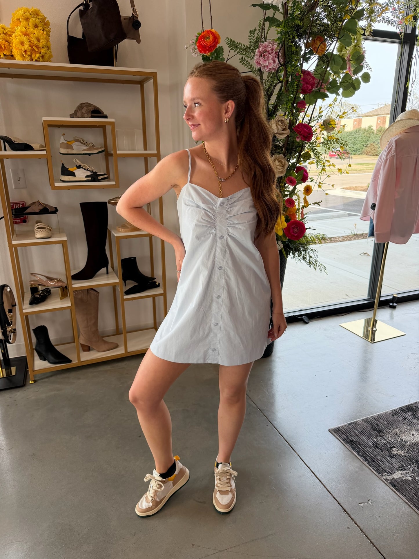 Poplin Button Down Mini Dress