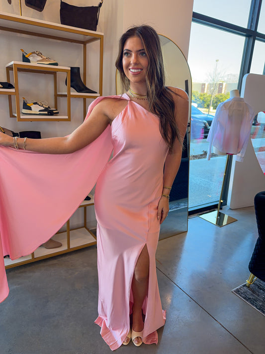 Ayse Long Scarf Dress- Pink