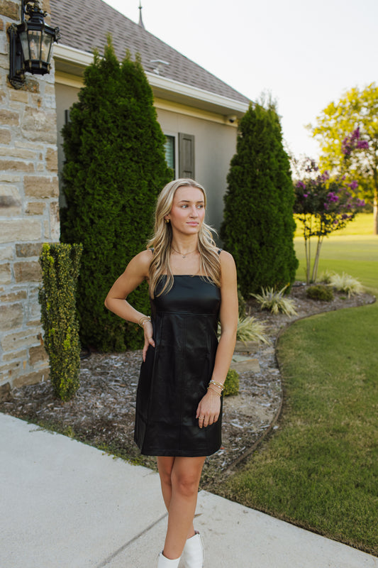Odalis Vegan leather Mini Slip Dress