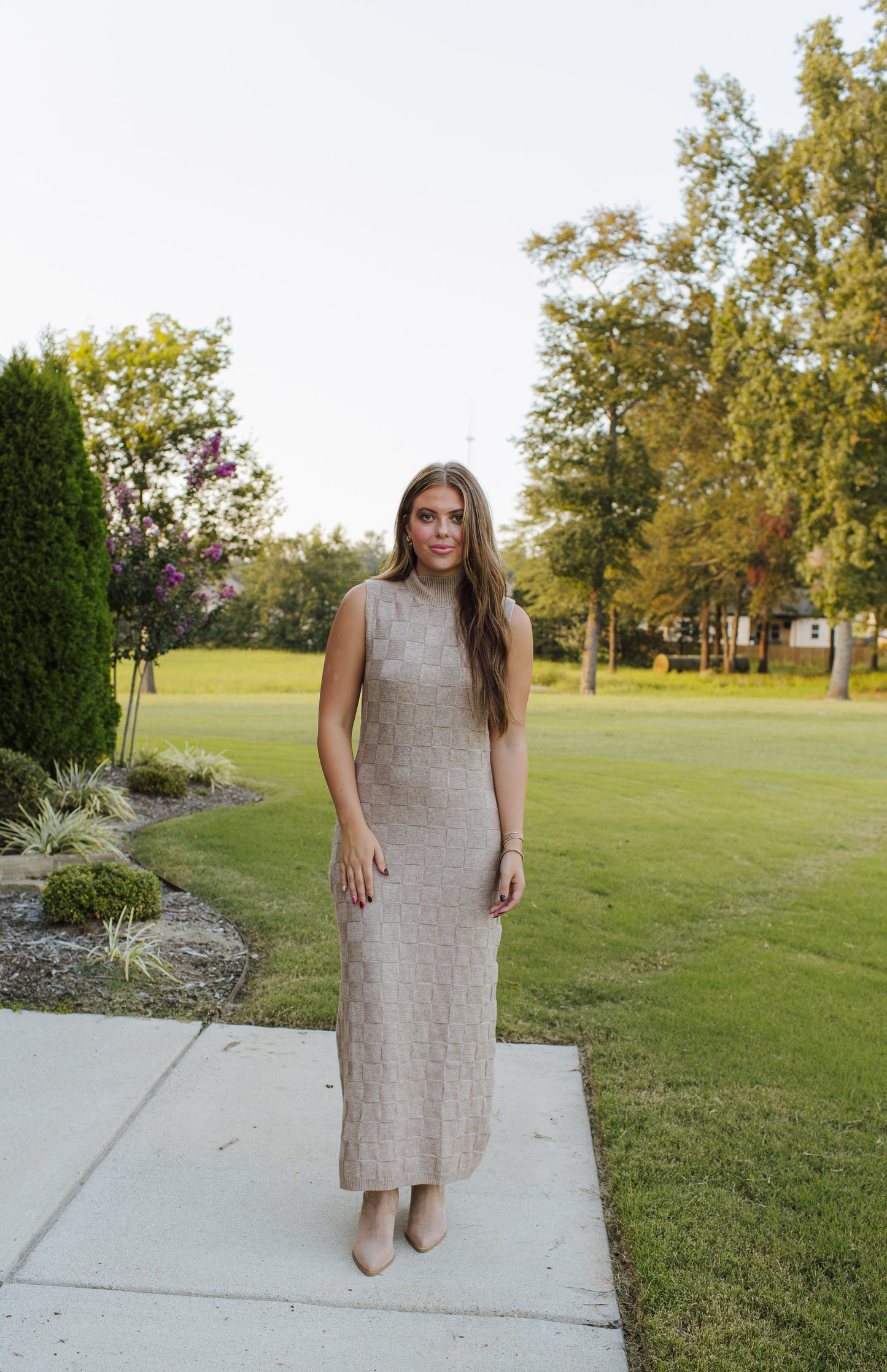 Knit Checkerboard Maxi Dress