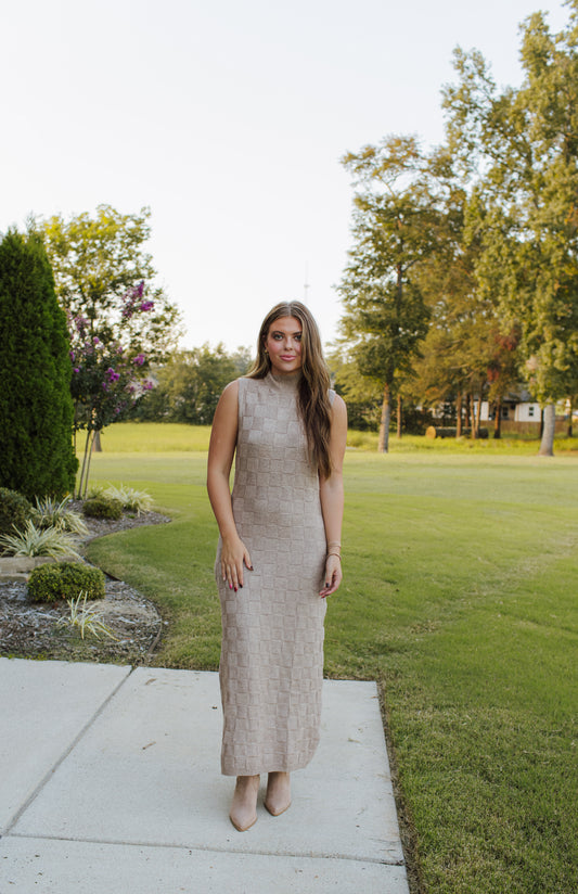 Knit Checkerboard Maxi Dress