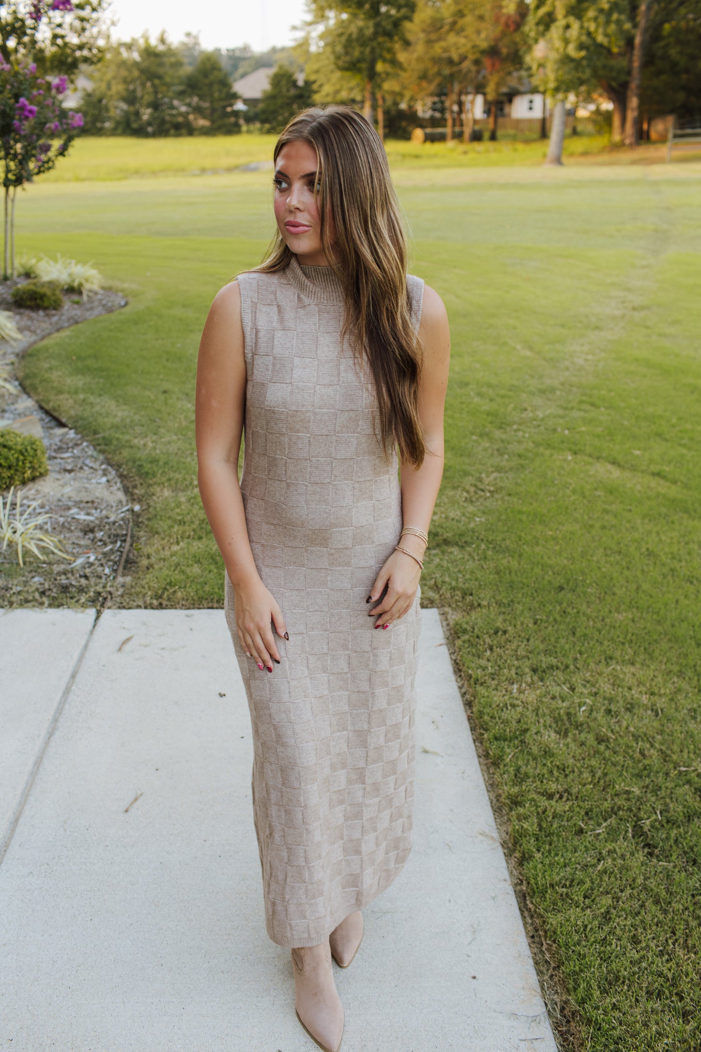 Knit Checkerboard Maxi Dress