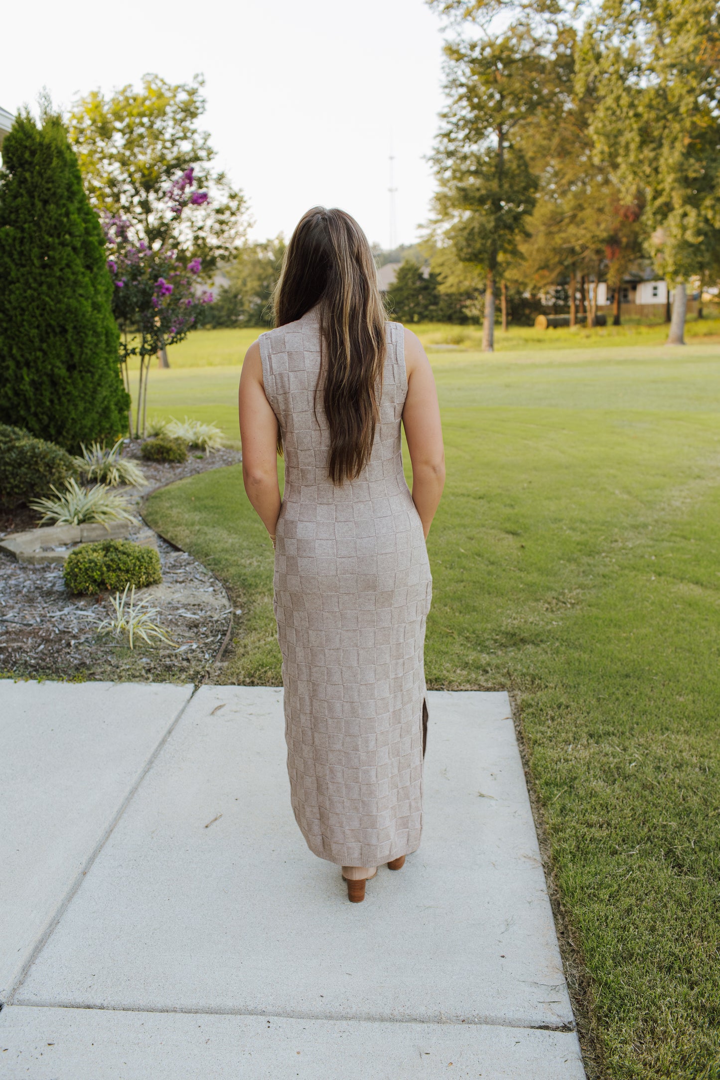Knit Checkerboard Maxi Dress