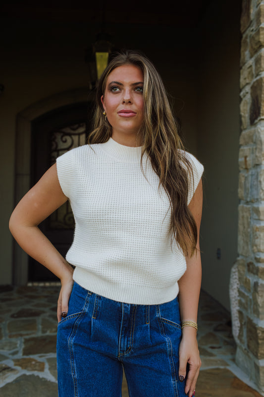 Waffle Sleeveless Sweater