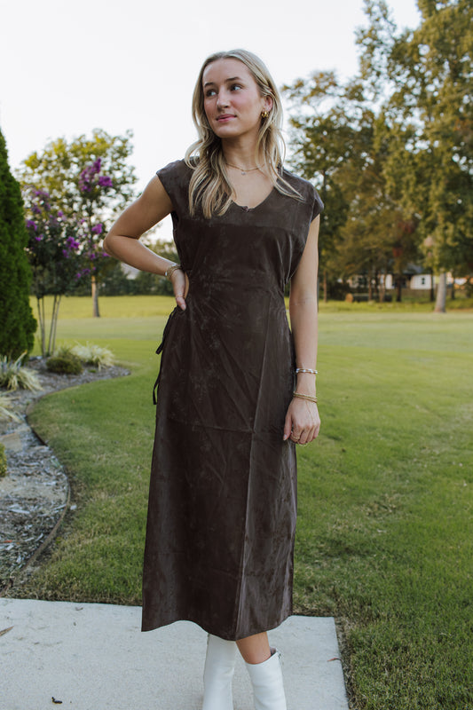 Vegan Leather Cutout Midi Dress