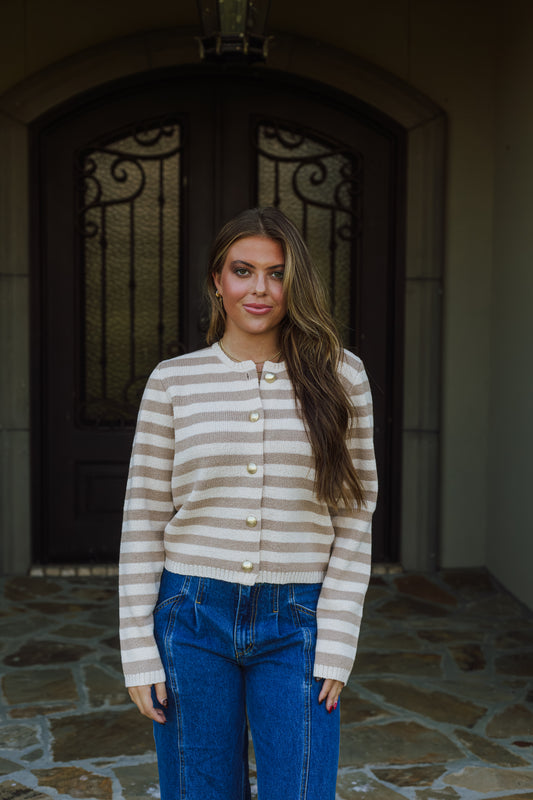 Daphne Long Sleeve Stripe Cardigan