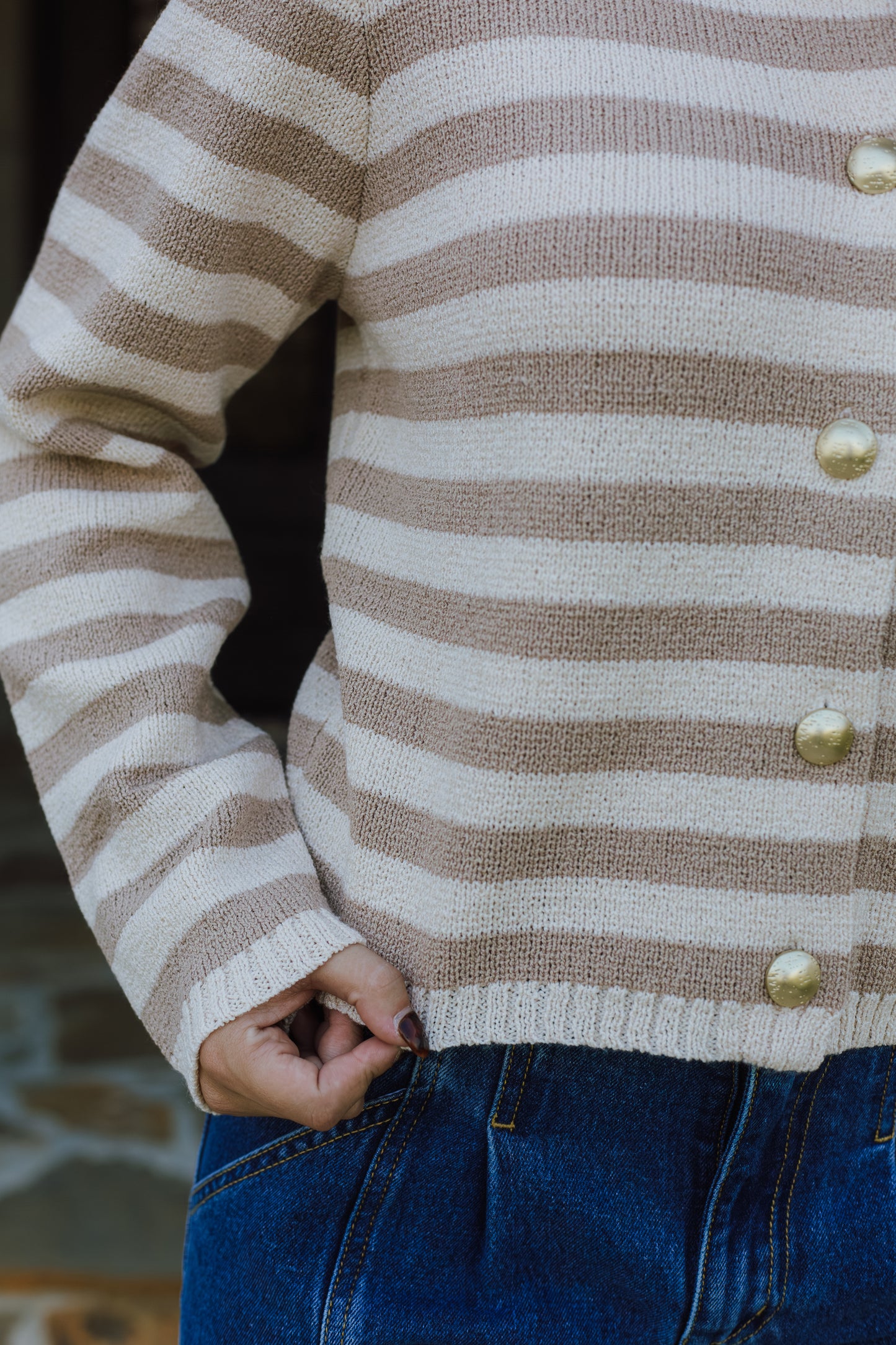 Daphne Long Sleeve Stripe Cardigan