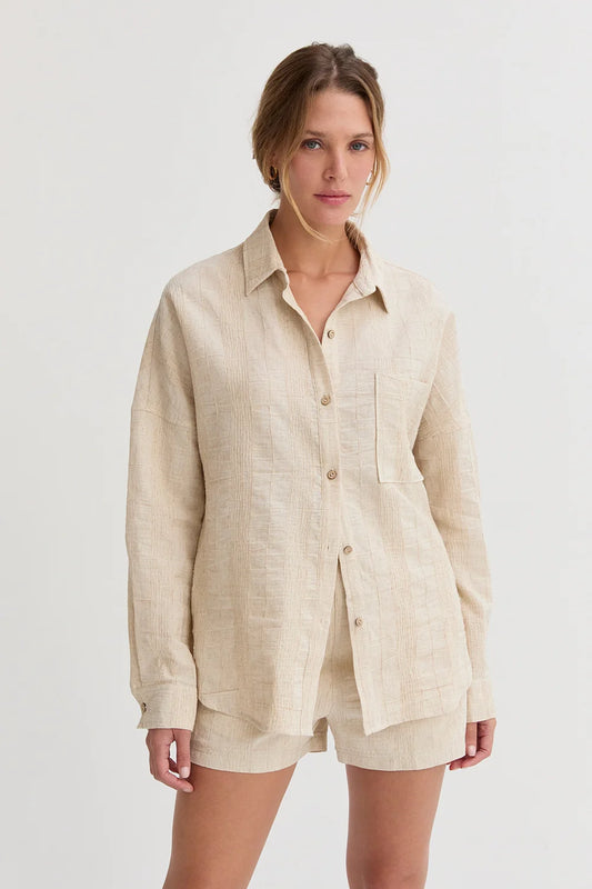 Lara Striped Linen Button Shirt