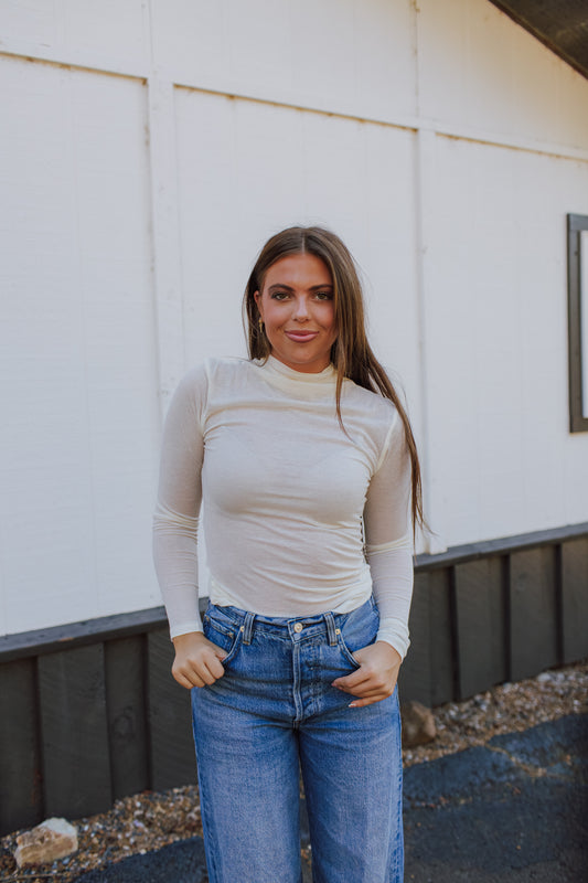 Claire Long Sleeve Mock Neck Top