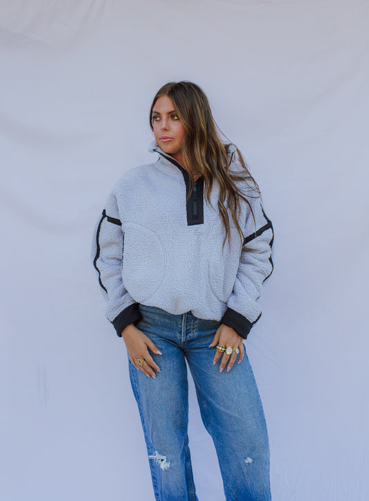 Blue Contrast Sherpa Zip-Up