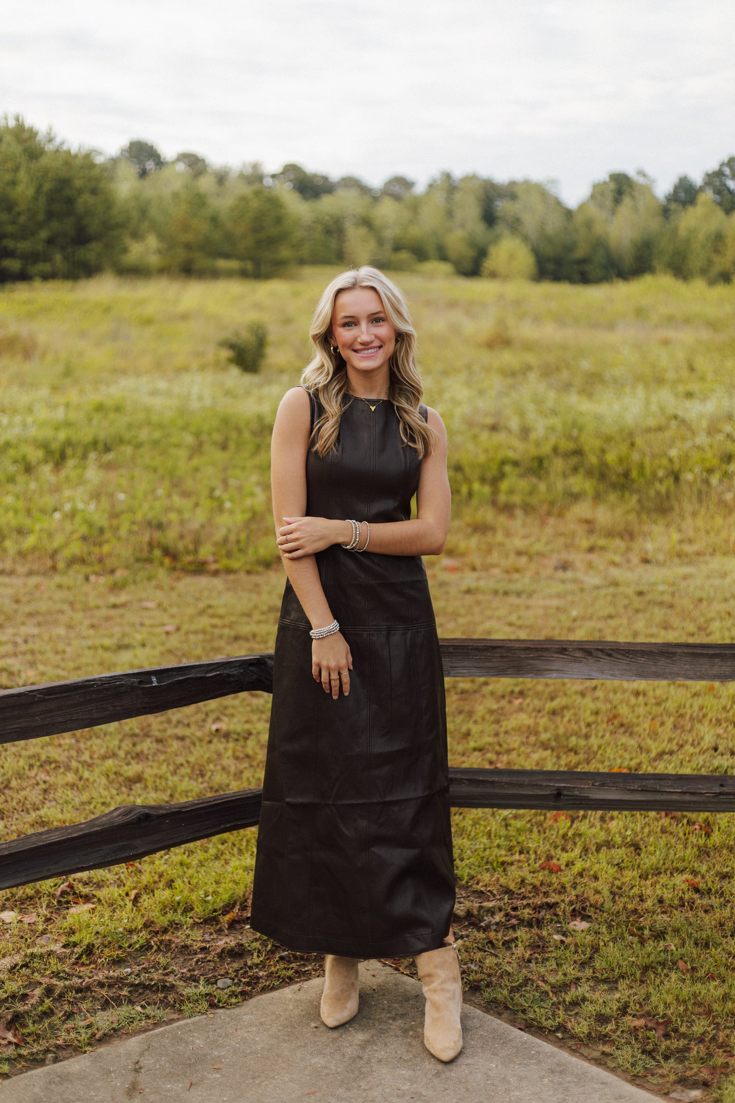 JIJI Chocolate Leather Maxi Dress
