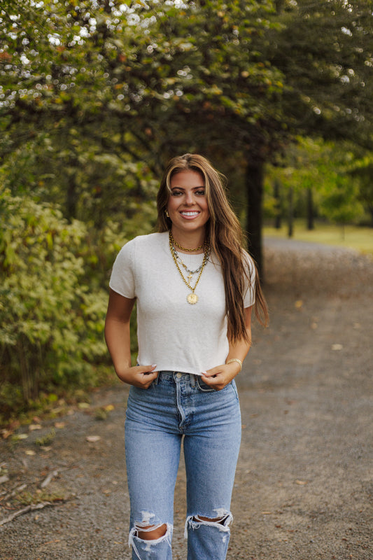 Short Sleeve Cropped Sweater