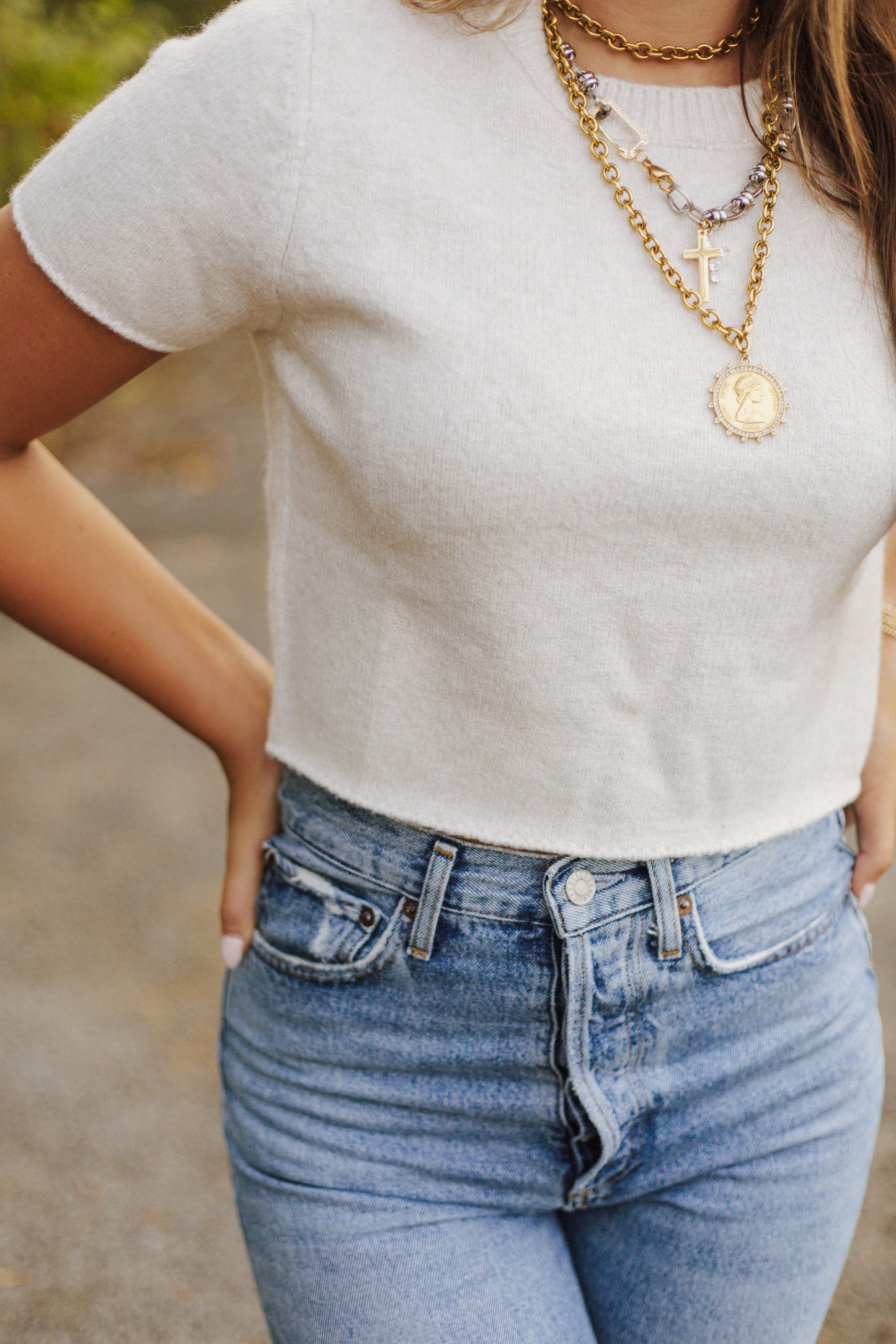 Short Sleeve Cropped Sweater