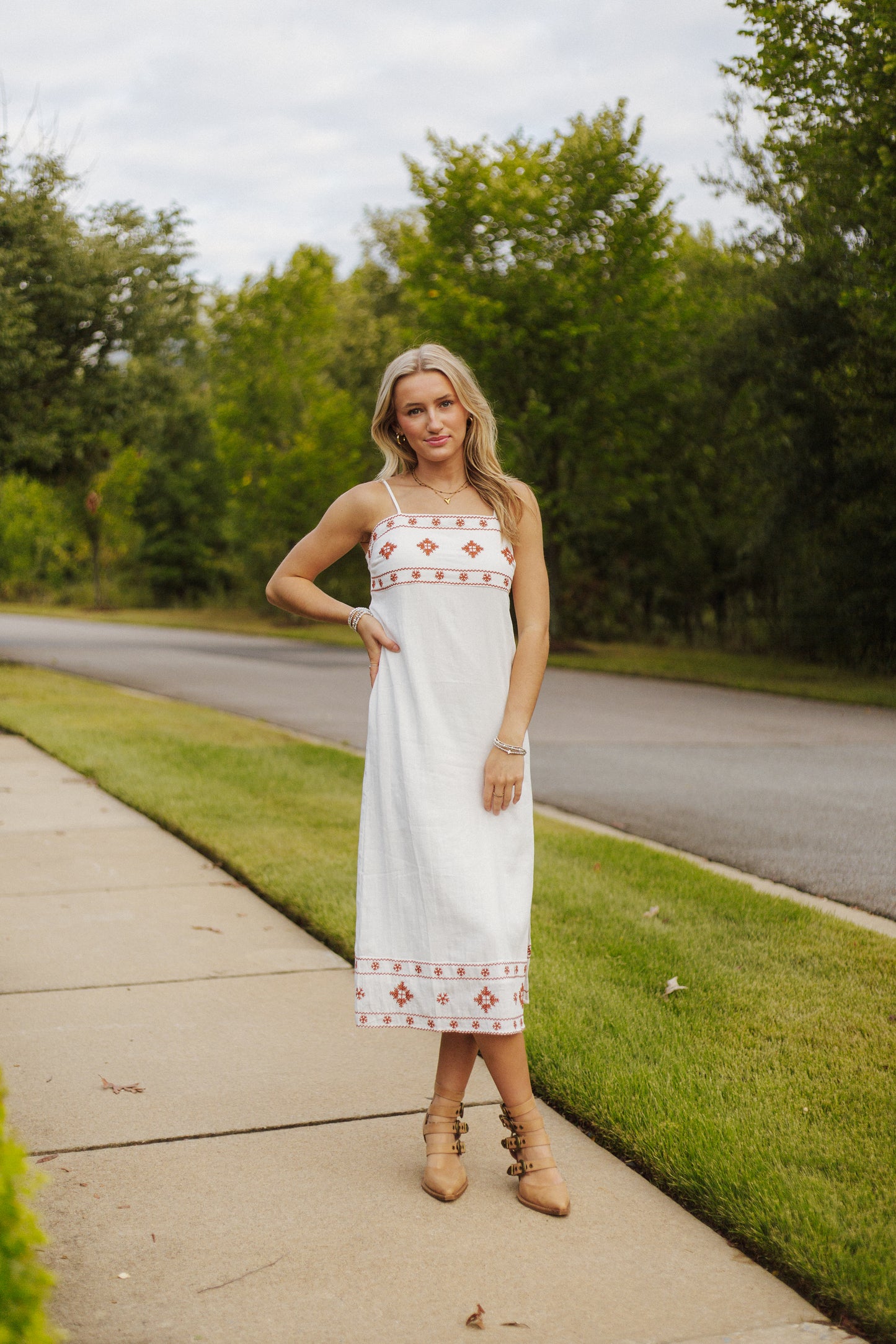 Warm Horizon Embroidered Midi Dress