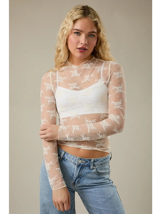 Cream Lace Long Sleeve