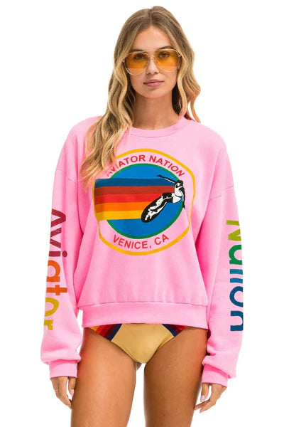 Aviator Relaxed Crewneck- Neon Pink