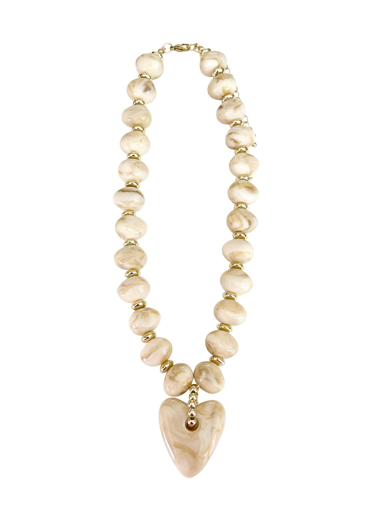 Athens Cream Heart Charm Necklace