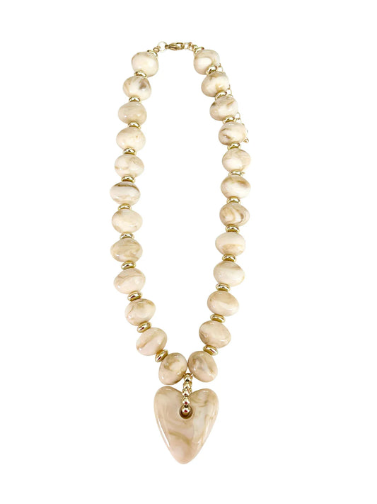 Athens Cream Heart Charm Necklace